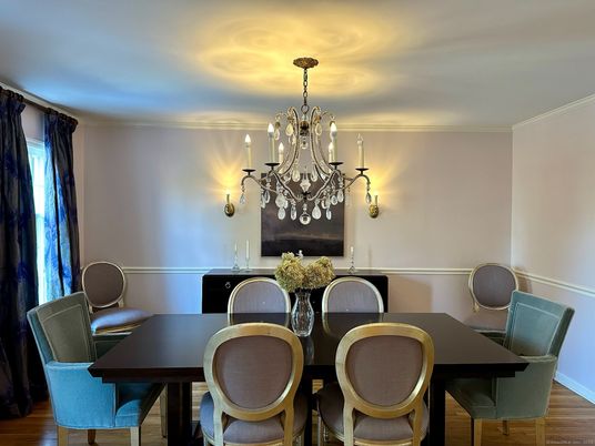 Chandelier, Dining room, Interior, Wood Texture Flooring