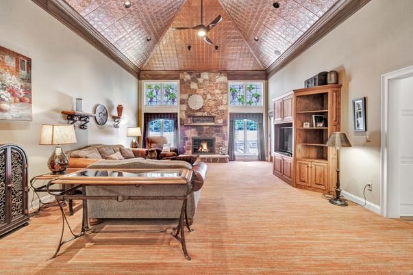 Fireplace, Interior, Living room, Stone Walls