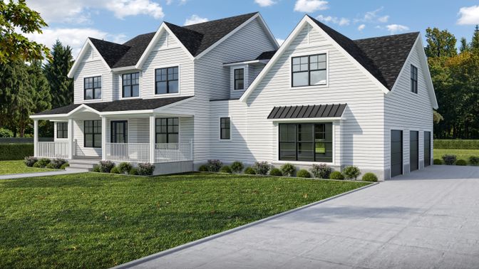 Attached, Exterior, Facade, Farmhouse