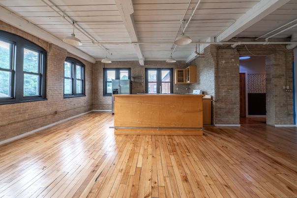 Interior, Kitchen, Pendant Lights, Stone Walls, Wood Texture Flooring