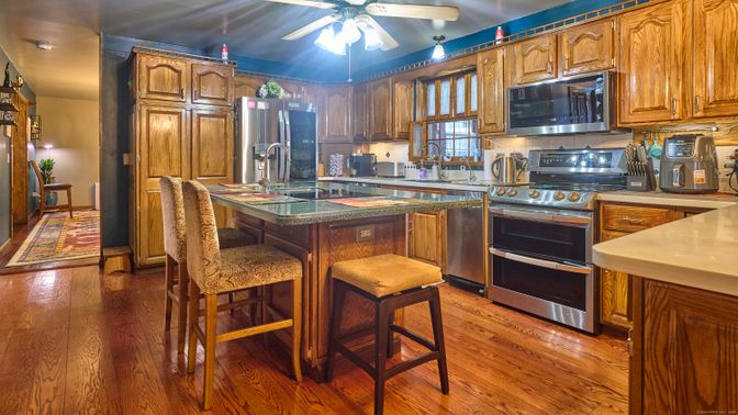 Interior, Kitchen, Stainless Steel Appliances, Wood Texture Flooring
