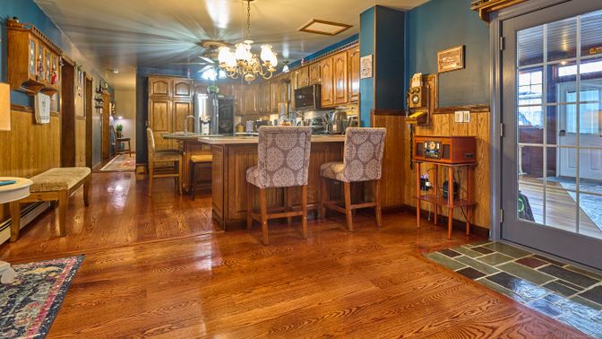 Chandelier, Interior, Kitchen, Wood Texture Flooring