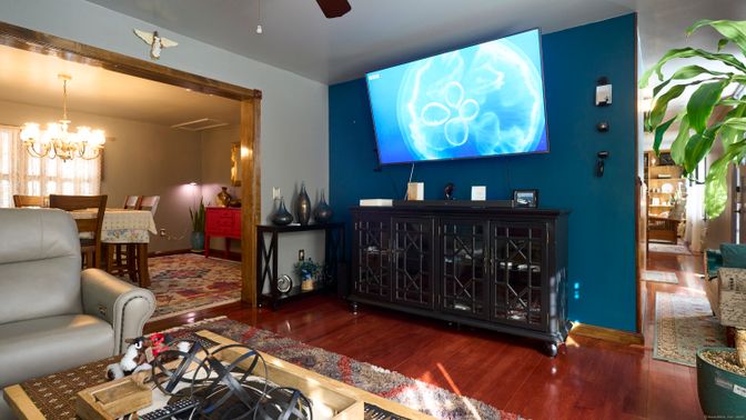 Chandelier, Dining room, Interior, Wood Texture Flooring