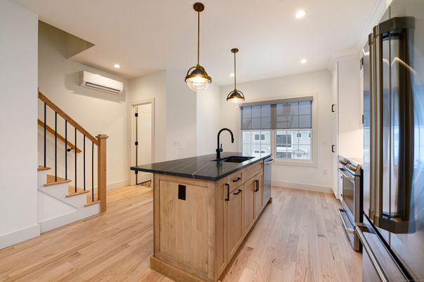 Interior, Kitchen, Pendant Lights, Recessed Lighting, Wood Texture Flooring