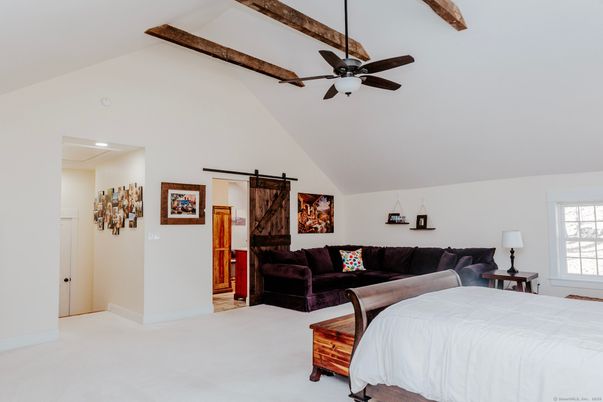 Bedroom, Interior, Recessed Lighting, Wooden Beams