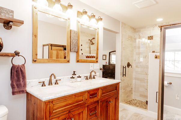 Bathroom, Dual Sink Vanities, Glass Shower, Interior, Recessed Lighting