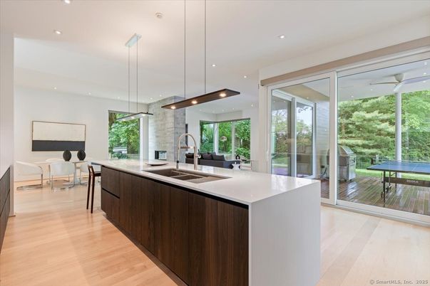 Interior, Kitchen, Pendant Lights, Recessed Lighting, Wood Texture Flooring