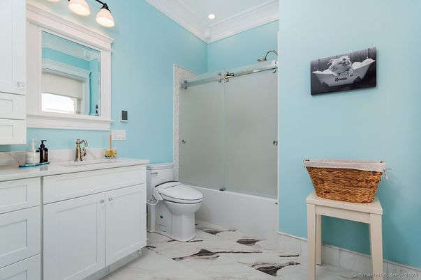 Bathroom, Interior, Marble, Recessed Lighting