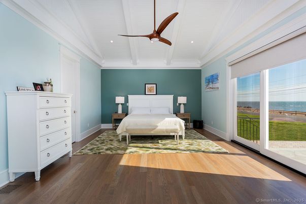Bedroom, Interior, Recessed Lighting, Water, Wood Texture Flooring