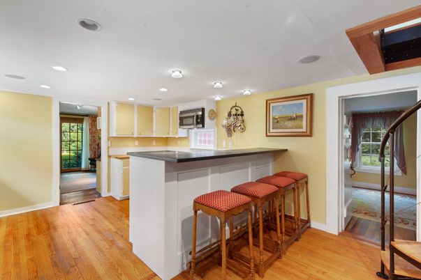 Interior, Kitchen, Recessed Lighting, Wood Texture Flooring