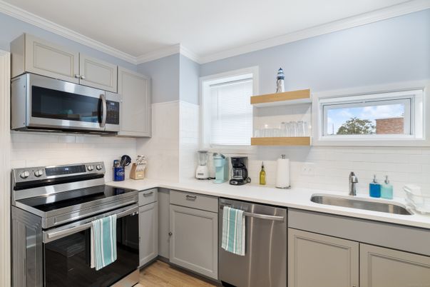 Interior, Kitchen, Stainless Steel Appliances, Wood Texture Flooring