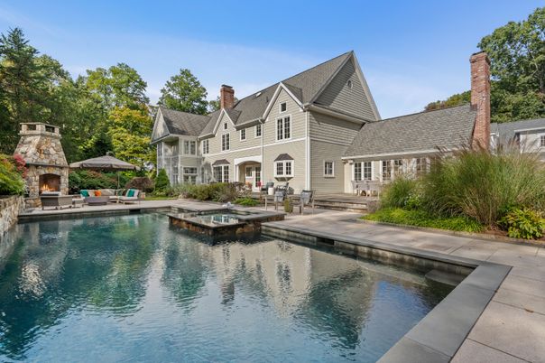 Exterior, Fireplace, Pool
