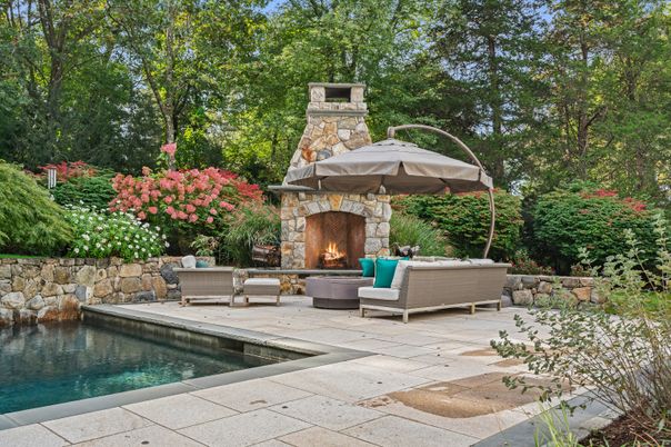 Exterior, Fireplace, Pool