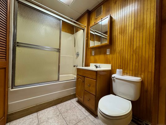 Bathroom, Glass Shower, Interior, Wooden Walls