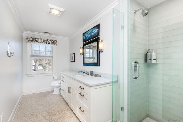 Bathroom, Dual Sink Vanities, Glass Shower, Interior