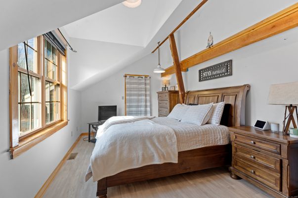 Bedroom, Interior, Pendant Lights, Wood Texture Flooring