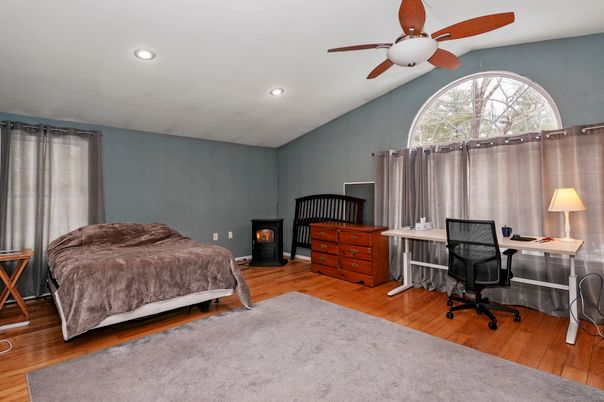 Bedroom, Home Office, Interior, Recessed Lighting, Wood Texture Flooring