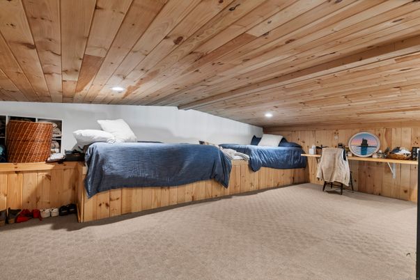 Bedroom, Interior, Recessed Lighting, Wooden Ceilings, Wooden Walls