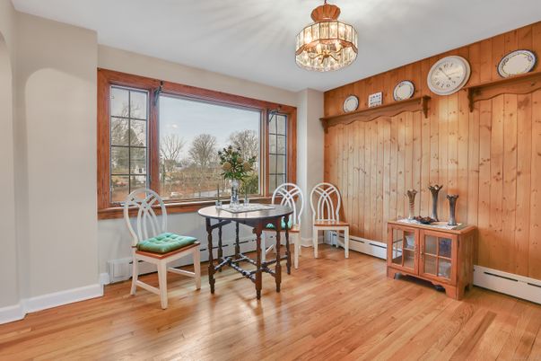 Chandelier, Dining room, Interior, Wood Texture Flooring, Wooden Walls