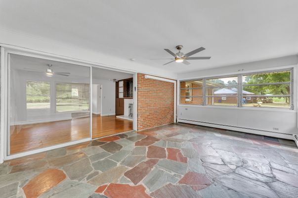 Empty room, Interior, Stone Walls, Wood Texture Flooring