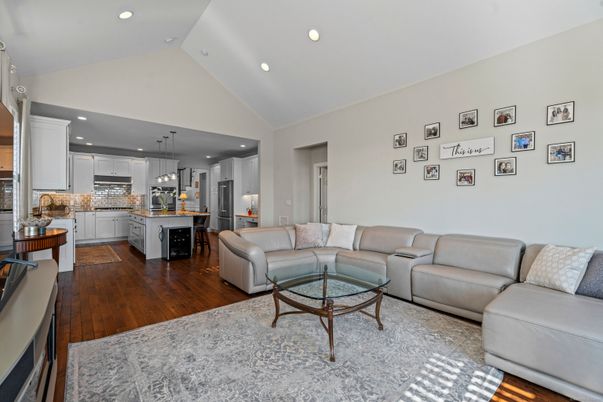 Interior, Kitchen, Living room, Pendant Lights, Recessed Lighting, Stainless Steel Appliances, Wood Texture Flooring