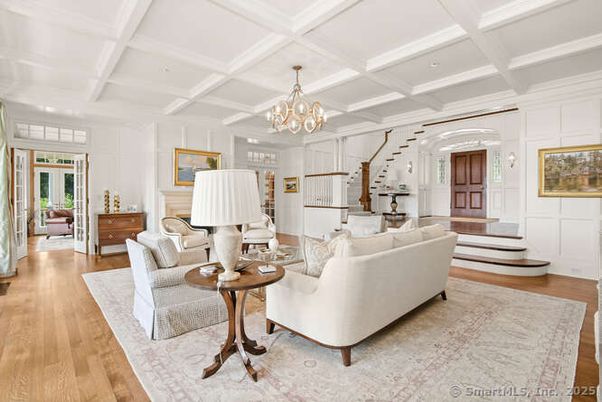 Chandelier, Interior, Kitchen, Living room, Recessed Lighting, Wood Texture Flooring