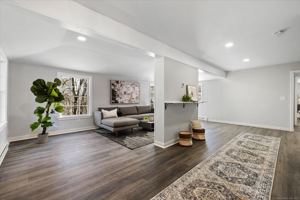 Interior, Living room, Recessed Lighting, Wood Texture Flooring