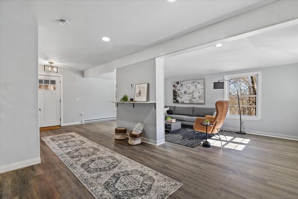 Interior, Living room, Recessed Lighting, Wood Texture Flooring