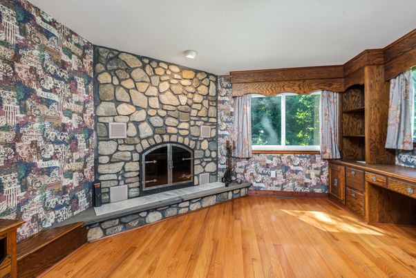 Fireplace, Interior, Stone Walls, Wood Texture Flooring