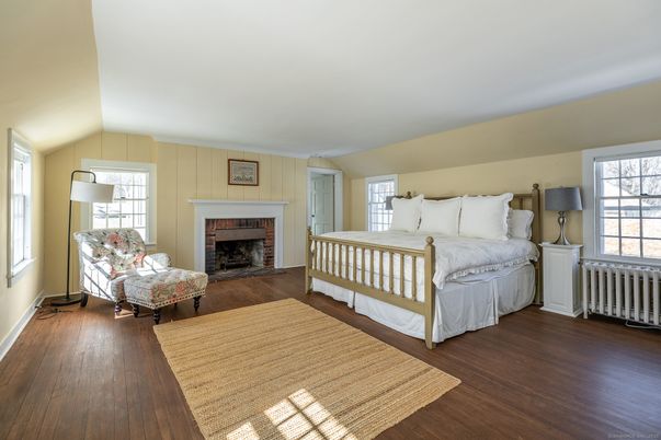 Bedroom, Fireplace, Interior, Wood Texture Flooring