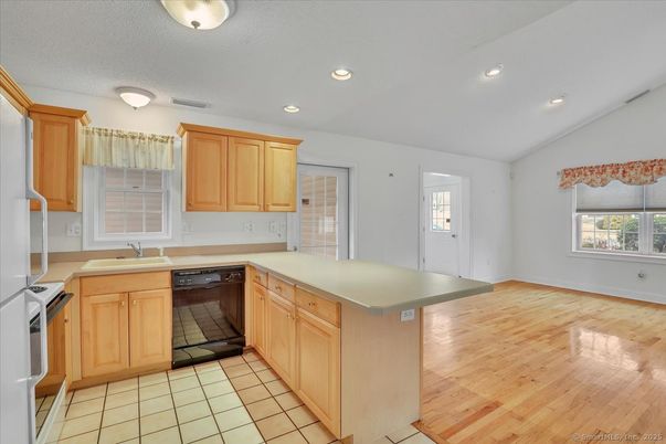 Interior, Kitchen, Recessed Lighting, Wood Texture Flooring