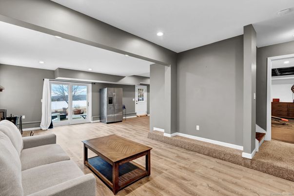 Interior, Living room, Recessed Lighting, Wood Texture Flooring