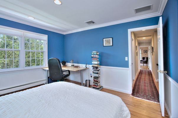 Bedroom, Home Office, Interior, Recessed Lighting, Wood Texture Flooring
