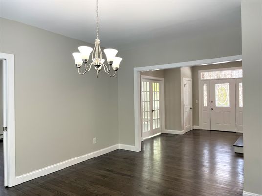 Chandelier, Empty room, Interior, Wood Texture Flooring