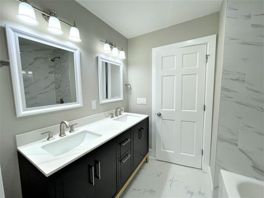 Bathroom, Dual Sink Vanities, Interior, Marble, Marble Walls