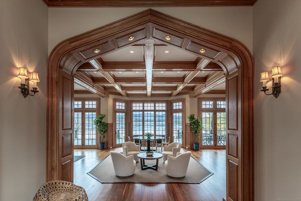 Interior, Living room, Recessed Lighting, Wooden Beams, Wood Texture Flooring