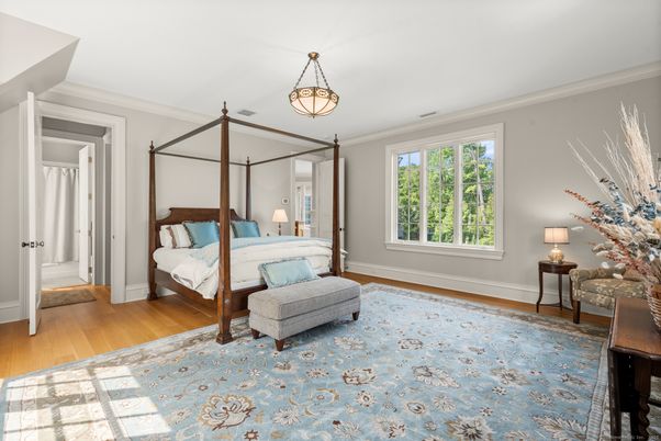 Bedroom, Interior, Pendant Lights, Wood Texture Flooring