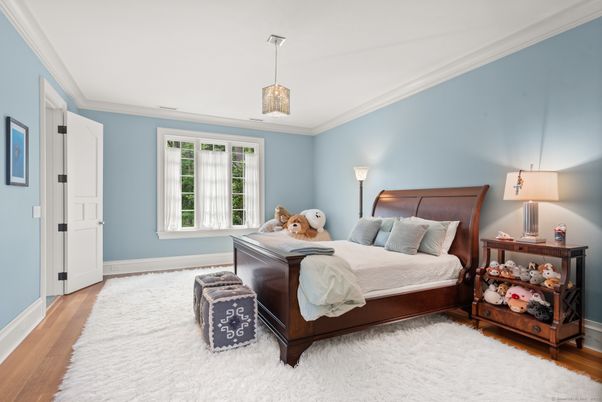 Bedroom, Interior, Pendant Lights, Wood Texture Flooring