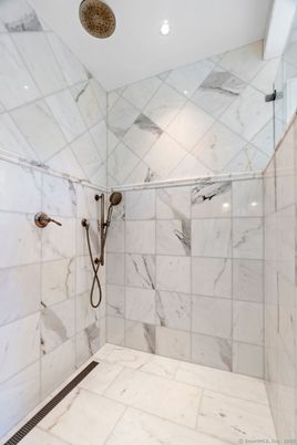 Bathroom, Glass Shower, Interior, Marble Walls, Recessed Lighting