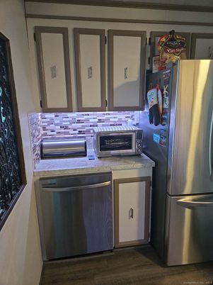 Interior, Kitchen, Stainless Steel Appliances, Wood Texture Flooring