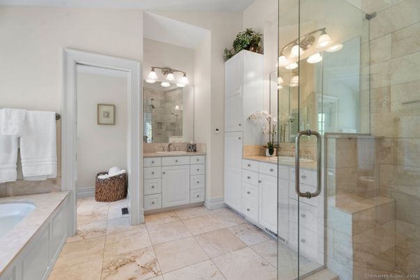 Bathroom, Dual Sink Vanities, Glass Shower, Interior