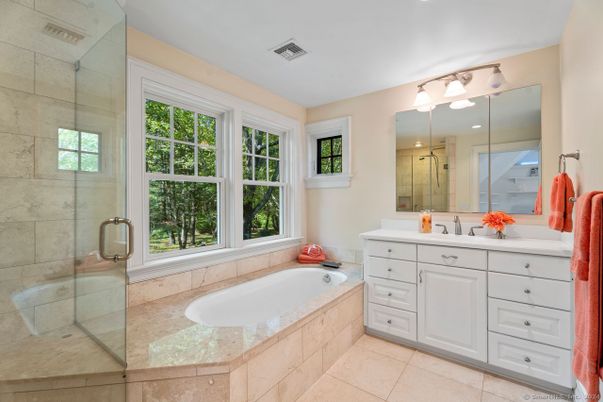 Bathroom, Dual Sink Vanities, Glass Shower, Interior