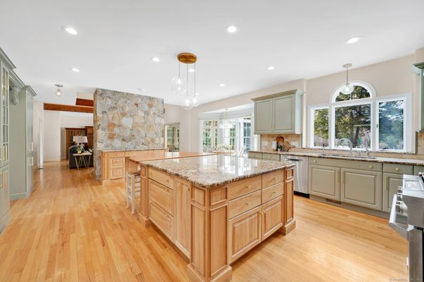 Interior, Kitchen, Pendant Lights, Recessed Lighting, Wood Texture Flooring
