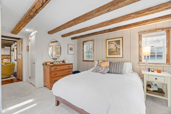 Bedroom, Interior, Recessed Lighting, Wooden Beams