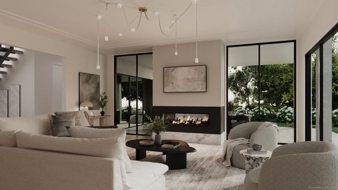 Fireplace, Interior, Living room, Pendant Lights