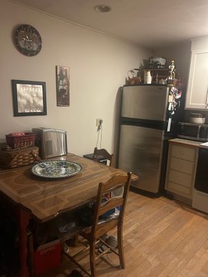 Dining room, Interior, Kitchen, Stainless Steel Appliances, Wood Texture Flooring