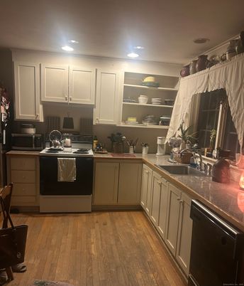 Interior, Kitchen, Recessed Lighting, Wood Texture Flooring