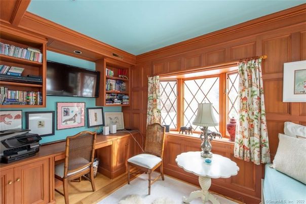 Home Office, Interior, Wood Texture Flooring, Wooden Walls