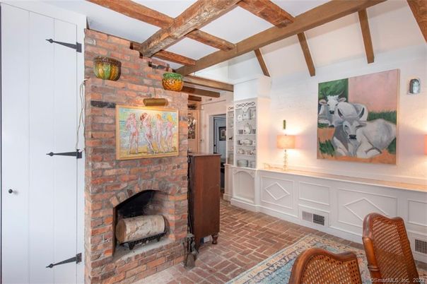 Fireplace, Interior, Stone Walls, Wooden Beams