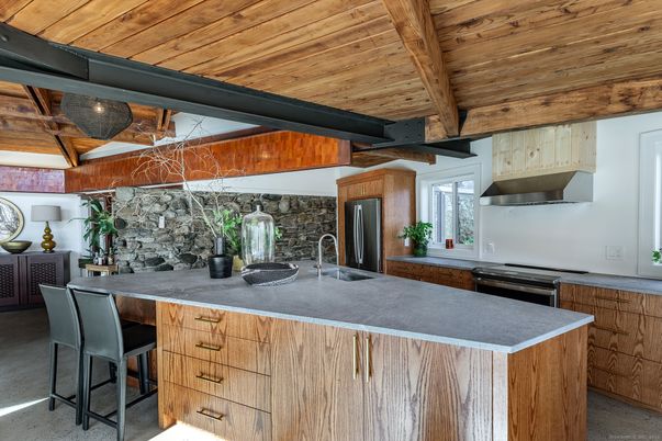 Interior, Kitchen, Stainless Steel Appliances, Stone Walls, Wooden Beams, Wooden Ceilings